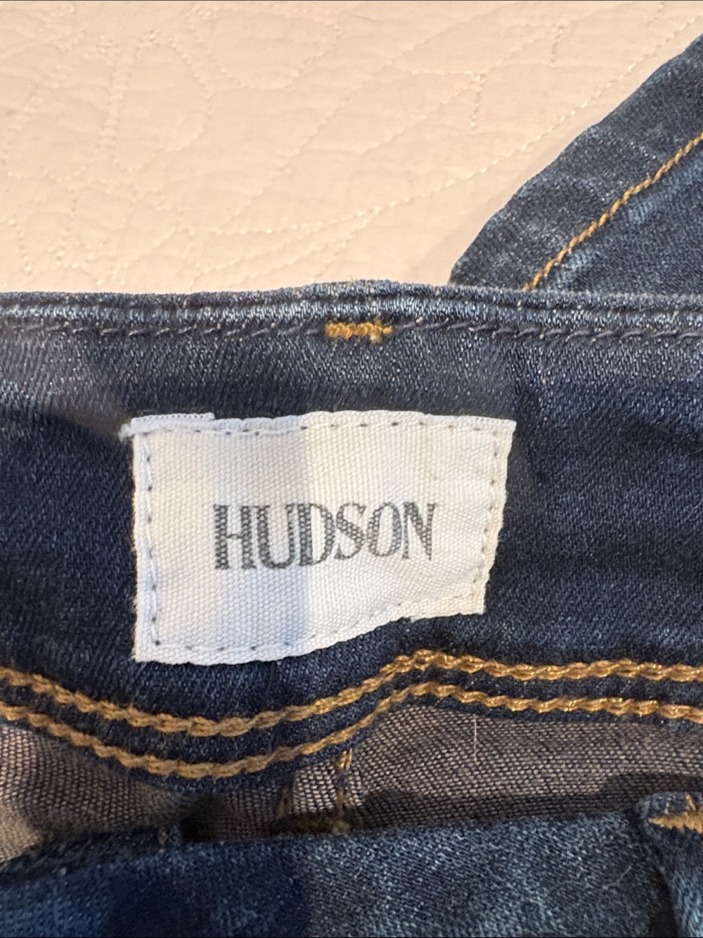 Hudson Jeans Beth  Dark Indigo Denim with Gold Stitching